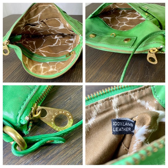 Marc By Marc Jacobs New York 100% Lamb Leather Crossbody Bag Green Matte Gold - Picture 3 of 6